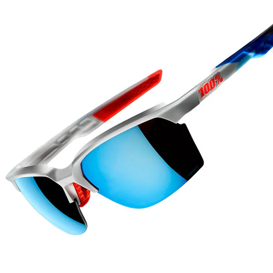 SPORTCOUPE - Polished White / Geo Print & HiPER Blue Multilayer Mirror Lens