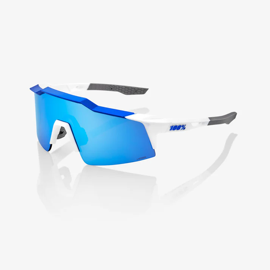 SPEEDCRAFT SL - Matte White / Metallic Blue - HiPER Blue Multilayer Mirror Lens