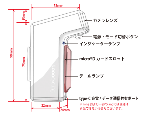 【在庫一掃SALE】tooocycling DVR80 Bicycle Lamp Camera 自転車 ドライブレコーダー リアカメラ 1080P 60FPS テールライト